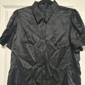 BR Black Polka Silk Blouse - Size XL
